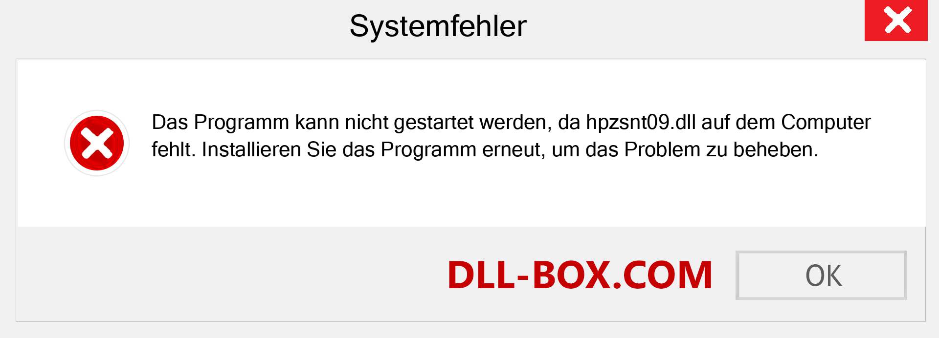 hpzsnt09.dll-Datei fehlt?. Download für Windows 7, 8, 10 - Fix hpzsnt09 dll Missing Error unter Windows, Fotos, Bildern