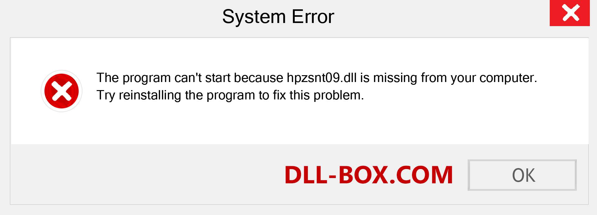  hpzsnt09.dll file is missing?. Download for Windows 7, 8, 10 - Fix  hpzsnt09 dll Missing Error on Windows, photos, images