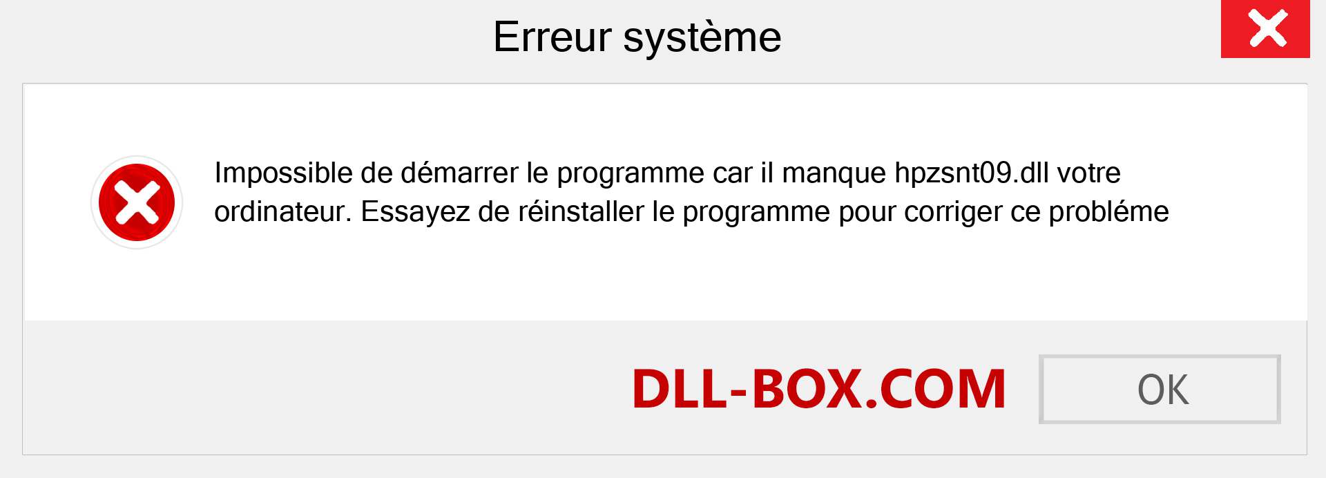 Le fichier hpzsnt09.dll est manquant ?. Télécharger pour Windows 7, 8, 10 - Correction de l'erreur manquante hpzsnt09 dll sur Windows, photos, images